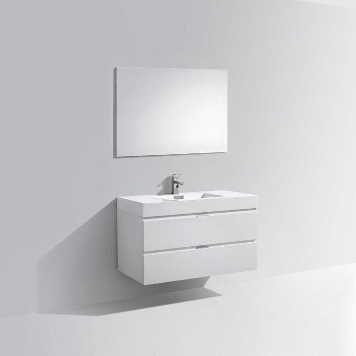 KubeBath Bliss 40" High Gloss White Wall Mount Modern Bathroom Vanity BSL40-GW