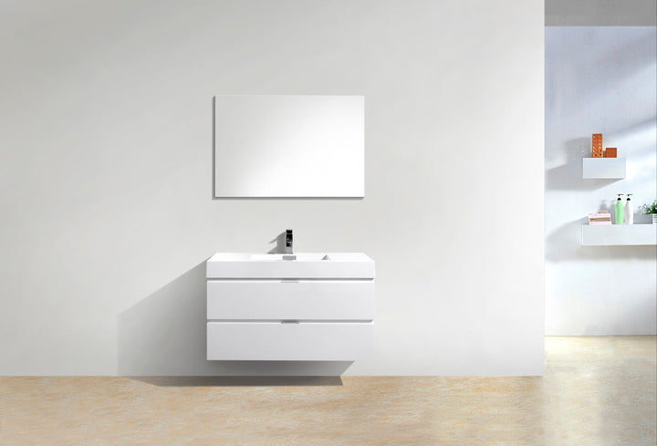 KubeBath Bliss 40" High Gloss White Wall Mount Modern Bathroom Vanity BSL40-GW