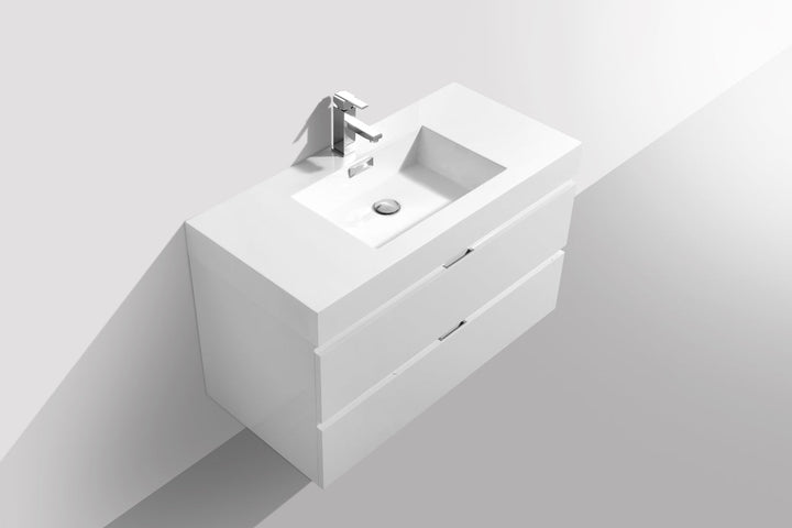 KubeBath Bliss 40" High Gloss White Wall Mount Modern Bathroom Vanity BSL40-GW
