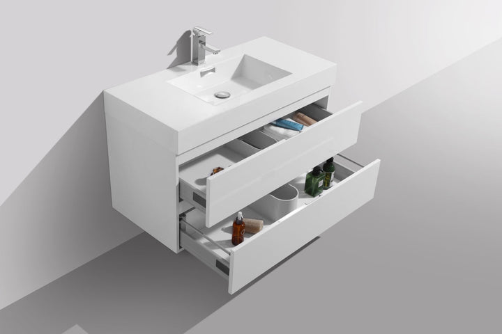 KubeBath Bliss 40" High Gloss White Wall Mount Modern Bathroom Vanity BSL40-GW