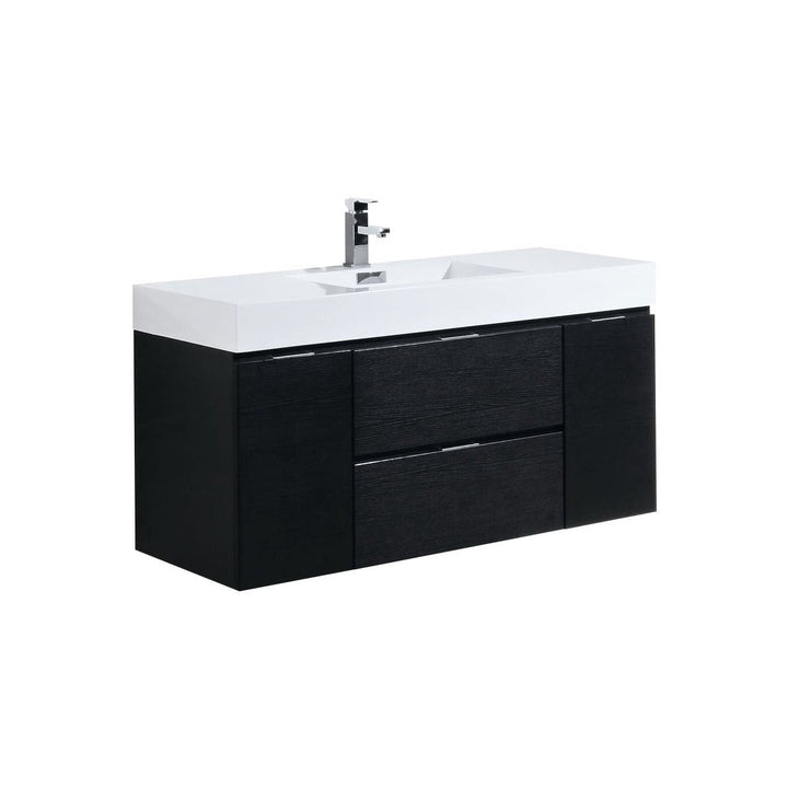 KubeBath Bliss 48" Black Wall Mount Modern Bathroom Vanity BSL48-BK
