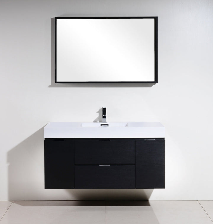 KubeBath Bliss 48" Black Wall Mount Modern Bathroom Vanity BSL48-BK