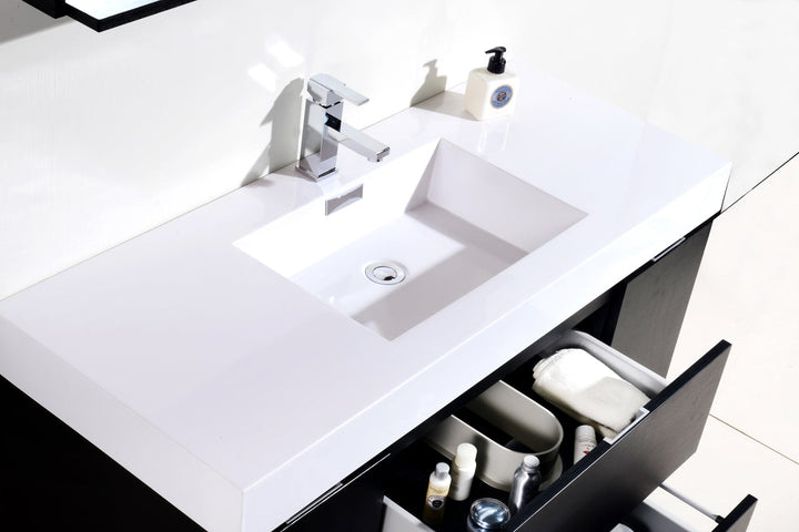 KubeBath Bliss 48" Black Wall Mount Modern Bathroom Vanity BSL48-BK