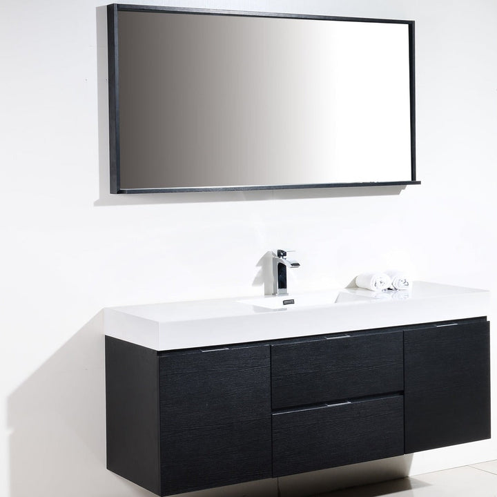KubeBath Bliss 60" Single Sink Black Wall Mount Modern Bathroom Vanity BSL60S-BK