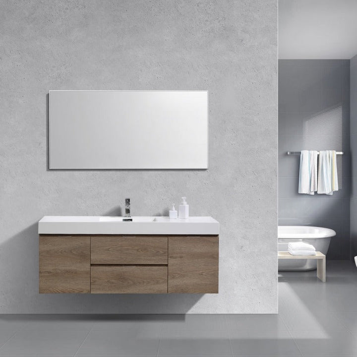 KubeBath Bliss 60" Single Sink Butternut Wall Mount Modern Bathroom Vanity BSL60S-BTN