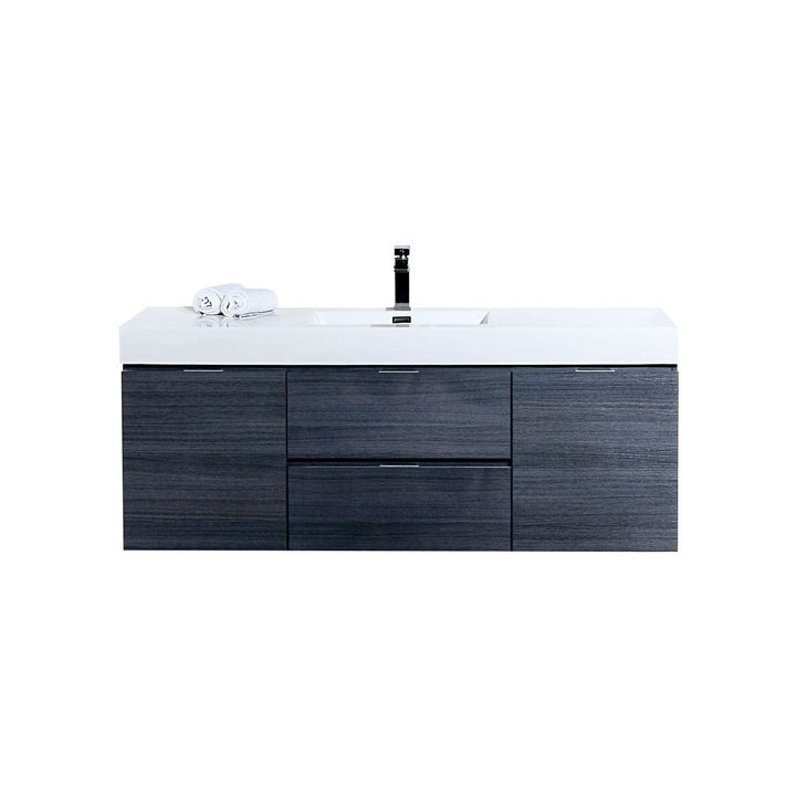 KubeBath Bliss 60" Single Sink Gray Oak Wall Mount Modern Bathroom Vanity BSL60S-GO