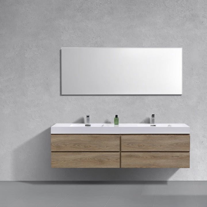 KubeBath Bliss 72" Double  Sink Butternut Wall Mount Modern Bathroom Vanity BSL72D-BTN