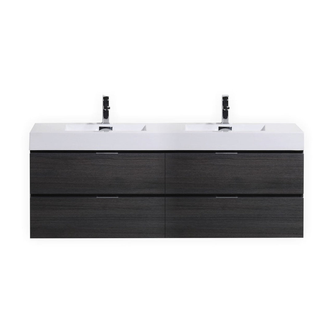 KubeBath Bliss 72" Double Sink Gray Oak Wall Mount Modern Bathroom Vanity BSL72D-GO