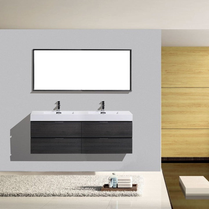 KubeBath Bliss 72" Double Sink Gray Oak Wall Mount Modern Bathroom Vanity BSL72D-GO