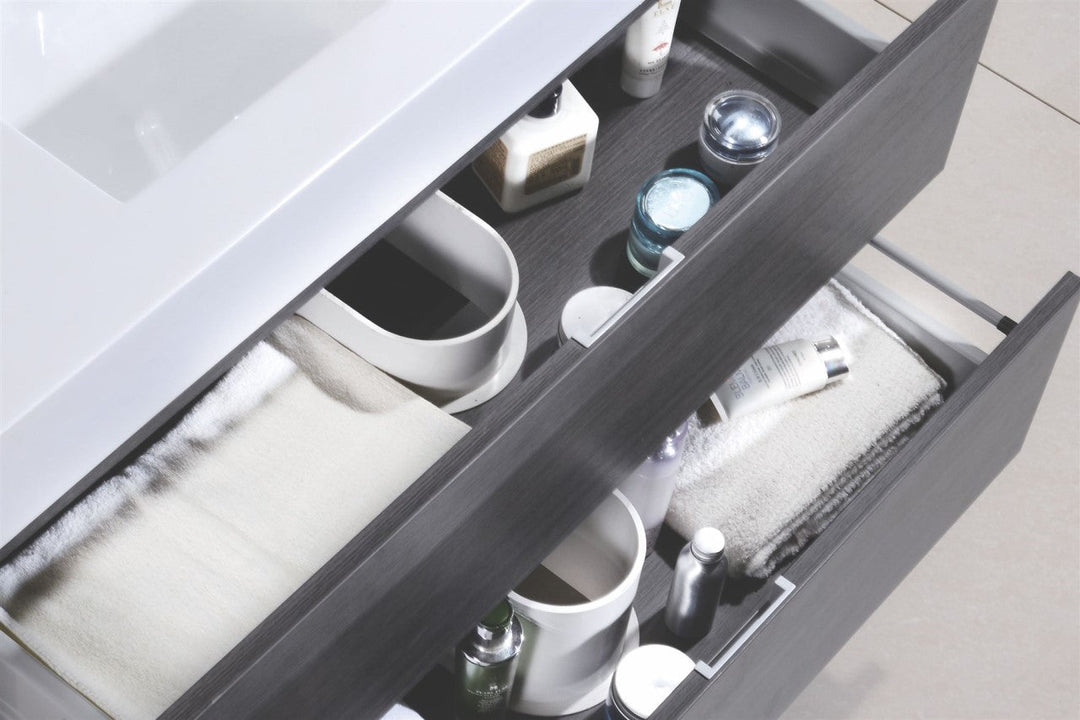 KubeBath Bliss 72" Double Sink Gray Oak Wall Mount Modern Bathroom Vanity BSL72D-GO