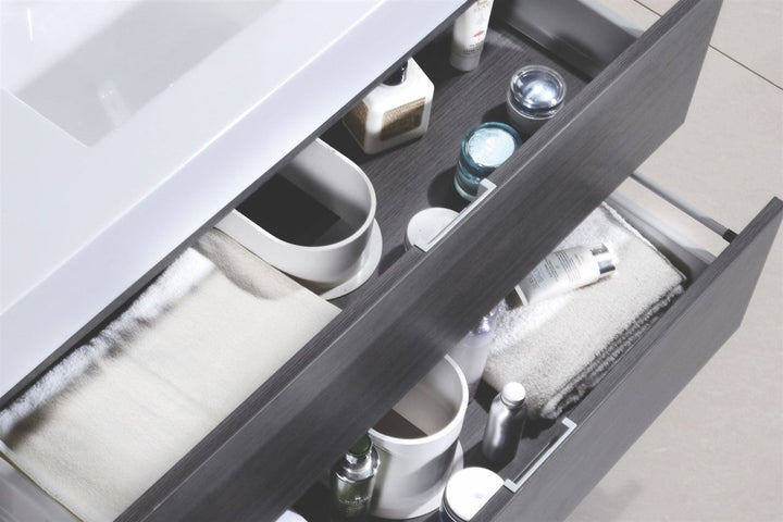 KubeBath Bliss 72" Double Sink Gray Oak Wall Mount Modern Bathroom Vanity BSL72D-GO