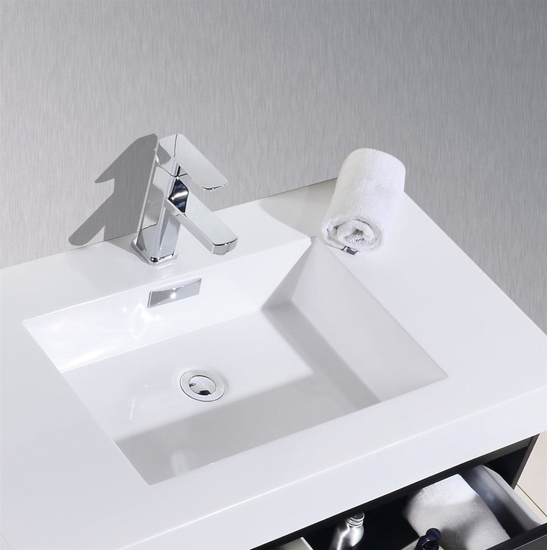 KubeBath Bliss 80" Double  Sink Black Wall Mount Modern Bathroom Vanity BSL80D-BK