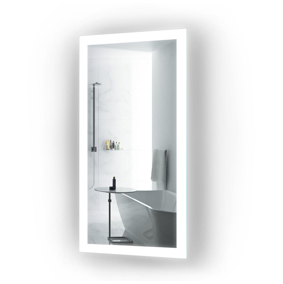 Krugg Bijou 15" x 30" LED Bathroom Mirror w/ Dimmer & Defogger | Small Lighted Vanity Mirror BIJOU1530