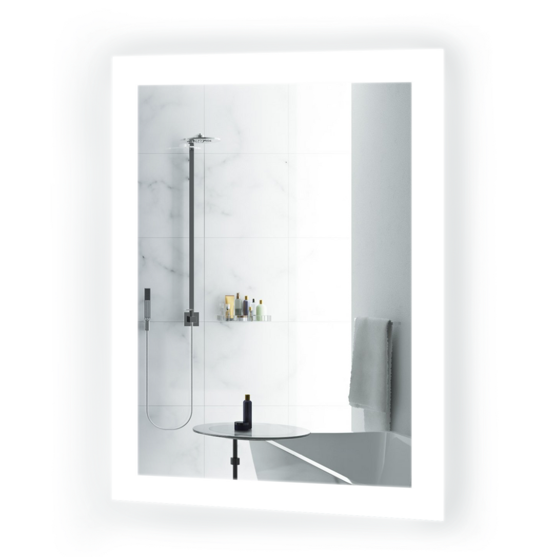 Krugg Bijou 15" x 20" LED Bathroom Mirror w/ Dimmer & Defogger | Small Lighted Vanity Mirror BIJOU1520