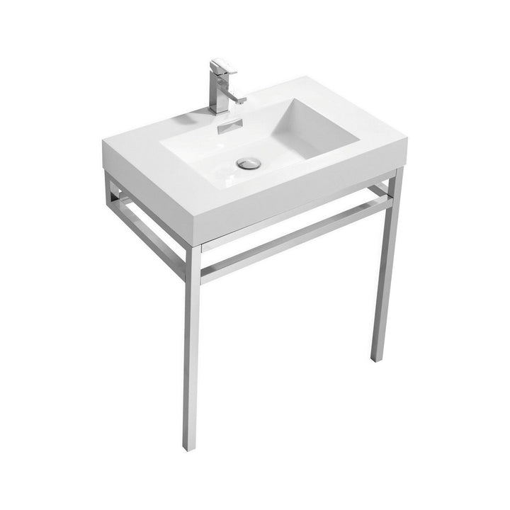 KubeBath Haus 30" Stainless Steel Console w/ White Acrylic Sink - Chrome CH30