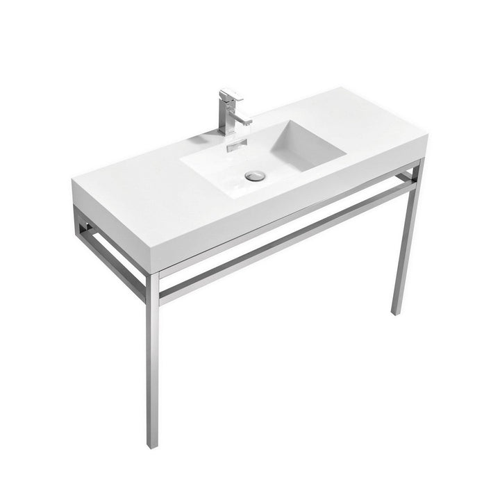 KubeBath Haus 48" Stainless Steel Console w/ White Acrylic Sink - Chrome CH48