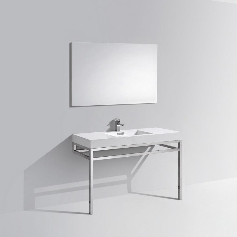 KubeBath Haus 48" Stainless Steel Console w/ White Acrylic Sink - Chrome CH48