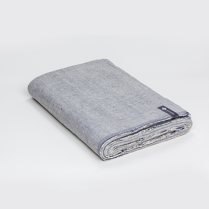 Halfmoon Cotton Yoga Blanket Ink Weave folded up
