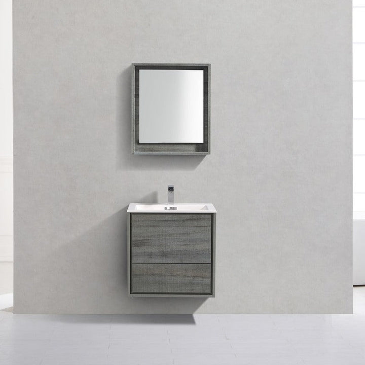 KubeBath DeLusso 24" Ocean Gray Wall Mount Modern Bathroom Vanity DL24-BE