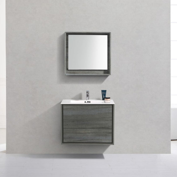 KubeBath DeLusso 30" Ocean Gray Wall Mount Modern Bathroom Vanity DL30-BE