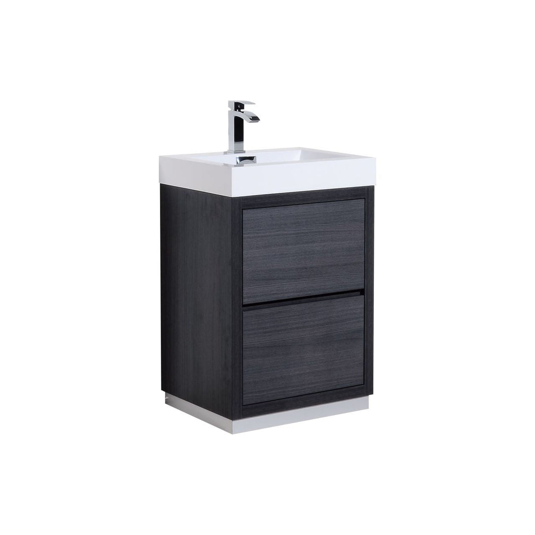 KubeBath Bliss 24" Gray Oak Free Standing Modern Bathroom Vanity FMB24-GO
