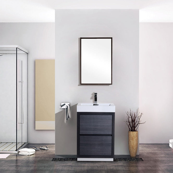 KubeBath Bliss 24" Gray Oak Free Standing Modern Bathroom Vanity FMB24-GO