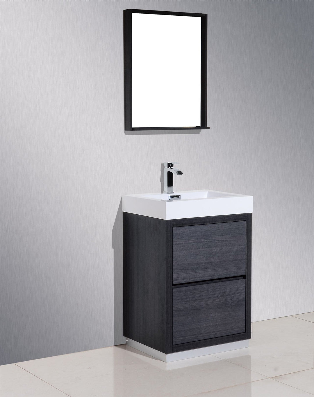 KubeBath Bliss 24" Gray Oak Free Standing Modern Bathroom Vanity FMB24-GO