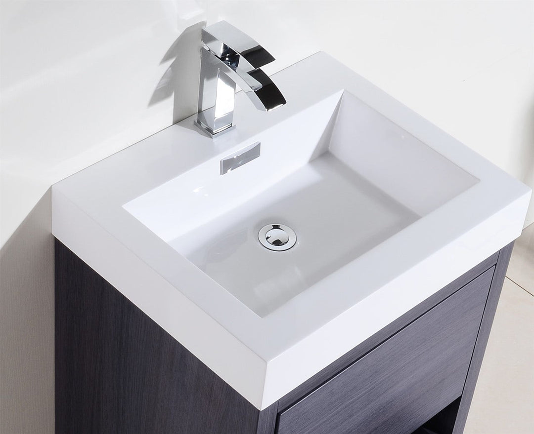 KubeBath Bliss 24" Gray Oak Free Standing Modern Bathroom Vanity FMB24-GO