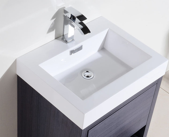 KubeBath Bliss 24" Gray Oak Free Standing Modern Bathroom Vanity FMB24-GO