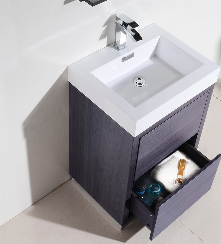 KubeBath Bliss 24" Gray Oak Free Standing Modern Bathroom Vanity FMB24-GO