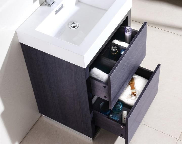 KubeBath Bliss 24" Gray Oak Free Standing Modern Bathroom Vanity FMB24-GO