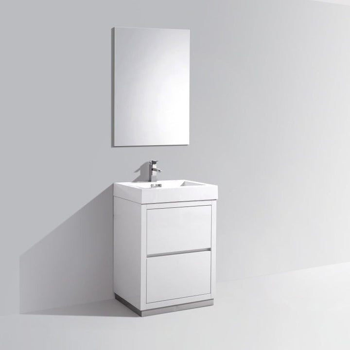 KubeBath Bliss 24" High Gloss White Free Standing Modern Bathroom Vanity FMB24-GW