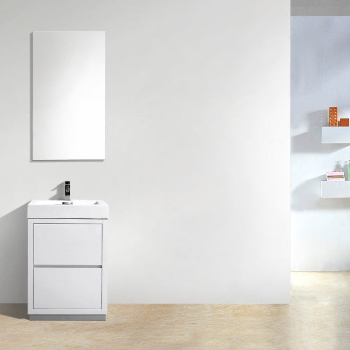 KubeBath Bliss 24" High Gloss White Free Standing Modern Bathroom Vanity FMB24-GW