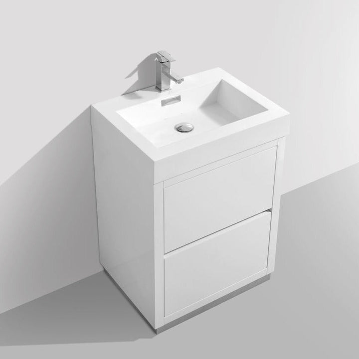 KubeBath Bliss 24" High Gloss White Free Standing Modern Bathroom Vanity FMB24-GW