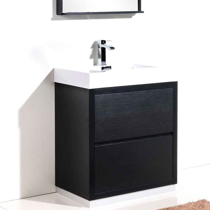 KubeBath Bliss 30" Black Free Standing Modern Bathroom Vanity FMB30-BK