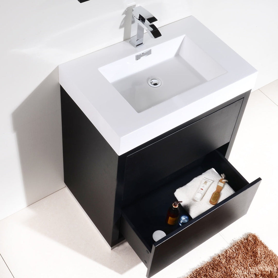 KubeBath Bliss 30" Black Free Standing Modern Bathroom Vanity FMB30-BK
