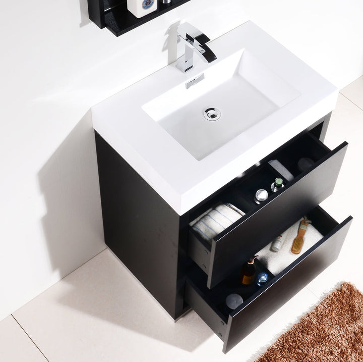 KubeBath Bliss 30" Black Free Standing Modern Bathroom Vanity FMB30-BK