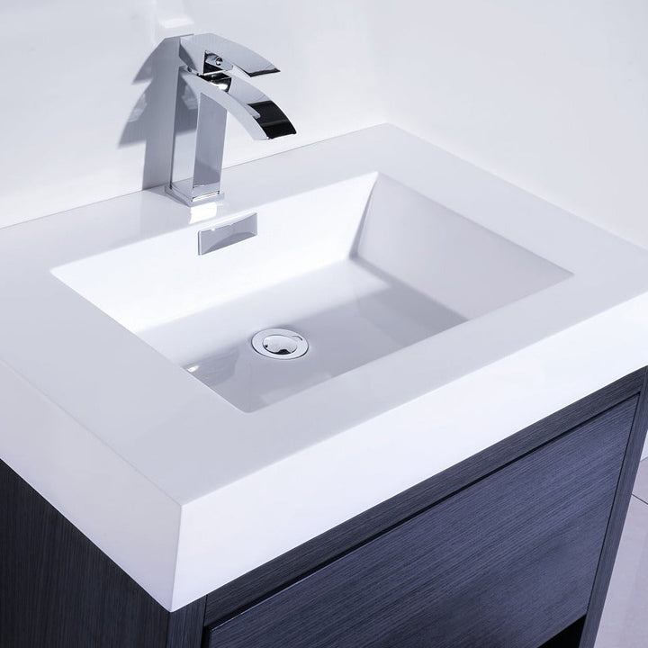 KubeBath Bliss 30" Gray Oak Free Standing Modern Bathroom Vanity FMB30-GO