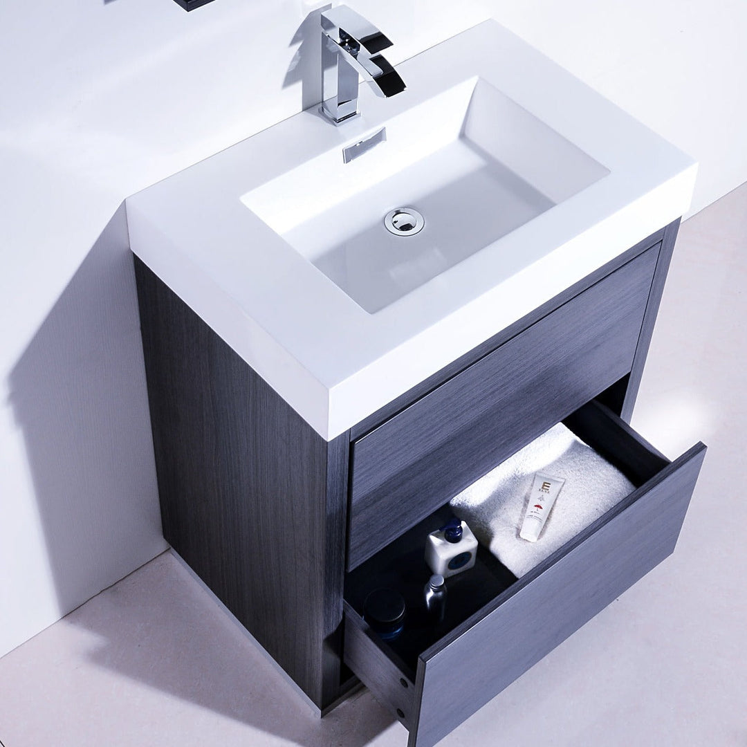KubeBath Bliss 30" Gray Oak Free Standing Modern Bathroom Vanity FMB30-GO