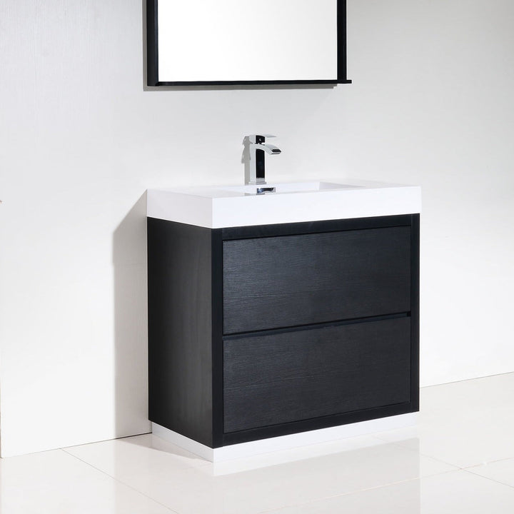 KubeBath Bliss 36" Black Free Standing Modern Bathroom Vanity FMB36-BK