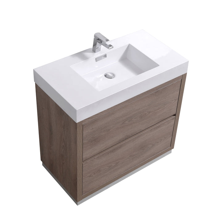 KubeBath Bliss 36" Butternut  Free Standing Modern Bathroom Vanity FMB36-BTN