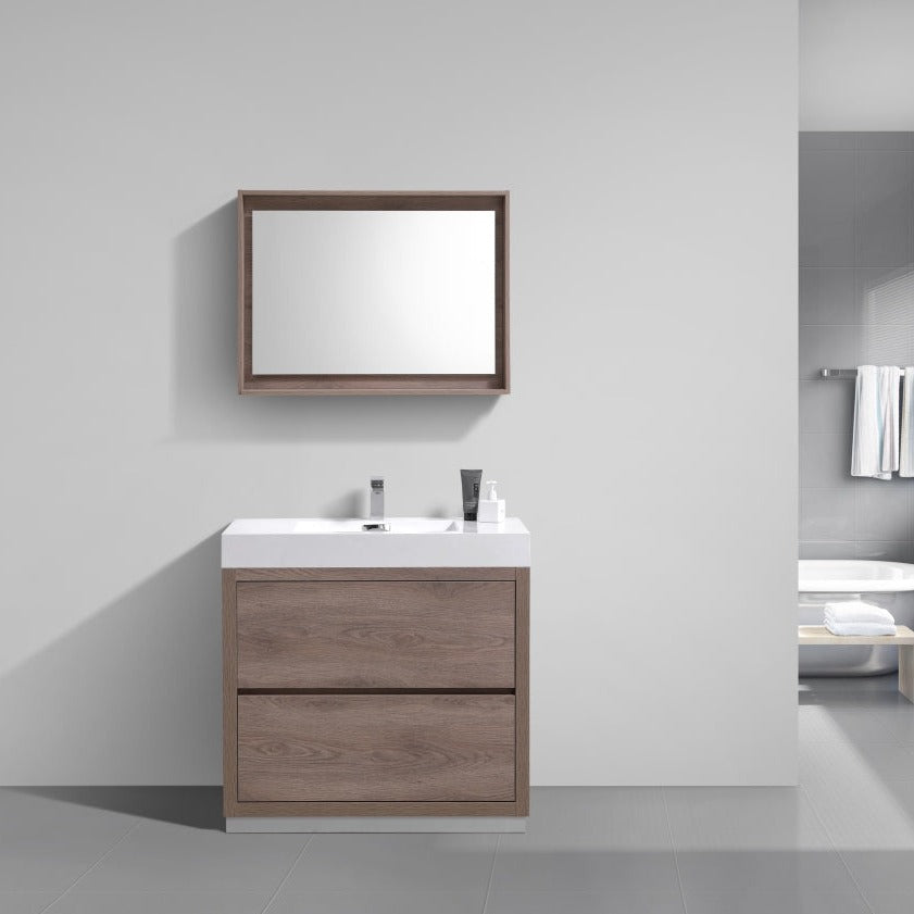 KubeBath Bliss 36" Butternut  Free Standing Modern Bathroom Vanity FMB36-BTN