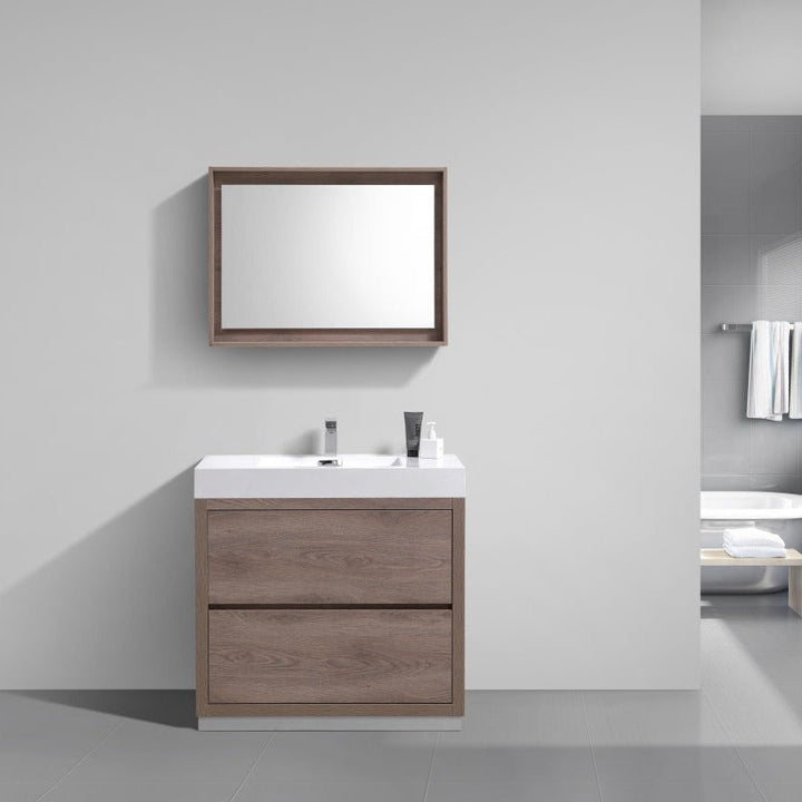 KubeBath Bliss 36" Butternut  Free Standing Modern Bathroom Vanity FMB36-BTN
