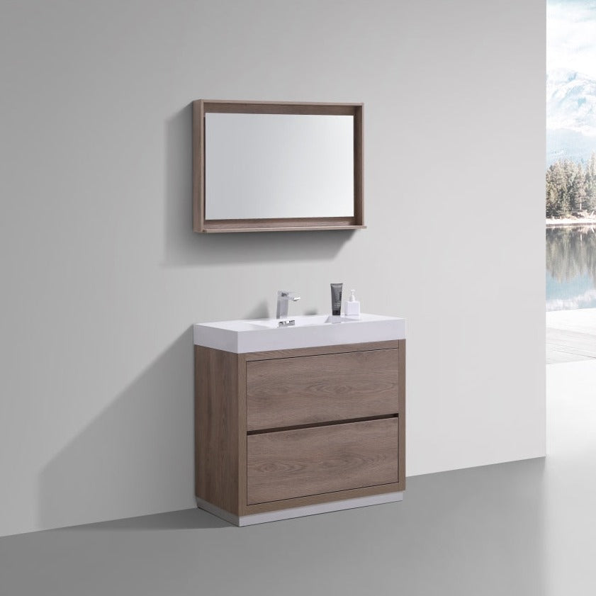 KubeBath Bliss 36" Butternut  Free Standing Modern Bathroom Vanity FMB36-BTN