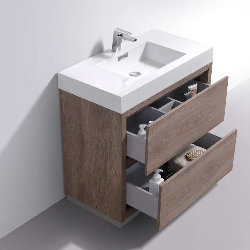 KubeBath Bliss 36" Butternut  Free Standing Modern Bathroom Vanity FMB36-BTN