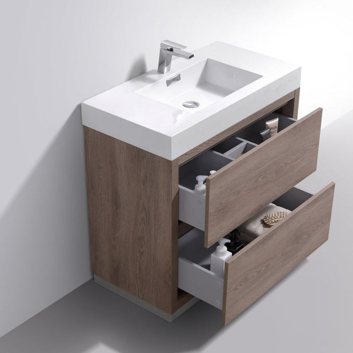 KubeBath Bliss 36" Butternut  Free Standing Modern Bathroom Vanity FMB36-BTN
