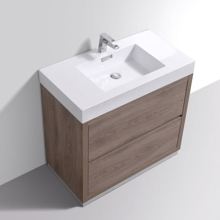 KubeBath Bliss 36" Butternut  Free Standing Modern Bathroom Vanity FMB36-BTN