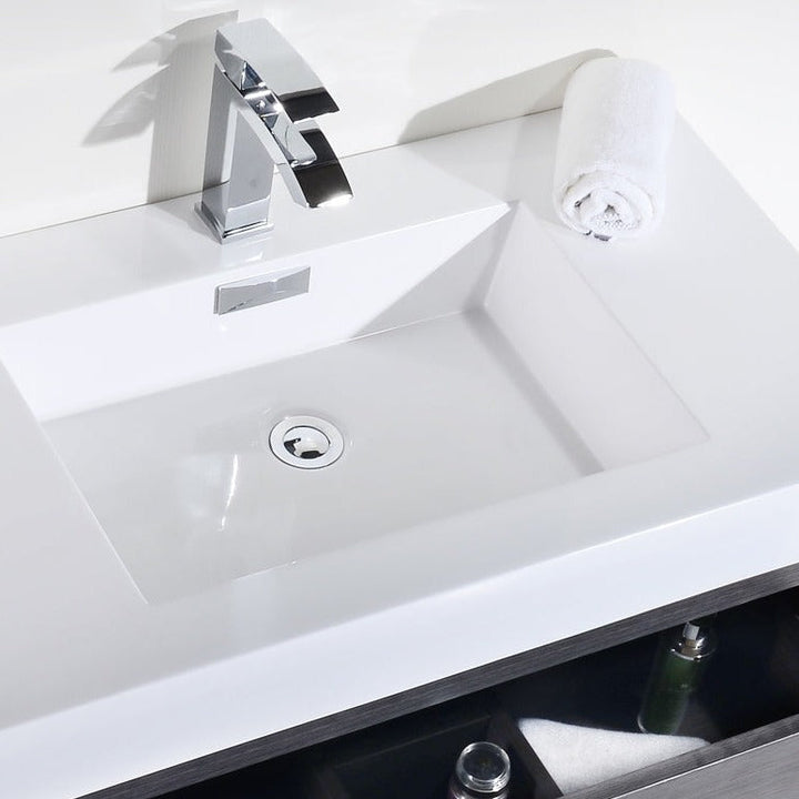 KubeBath Bliss 36" Gray Oak Free Standing Modern Bathroom Vanity FMB36-GO