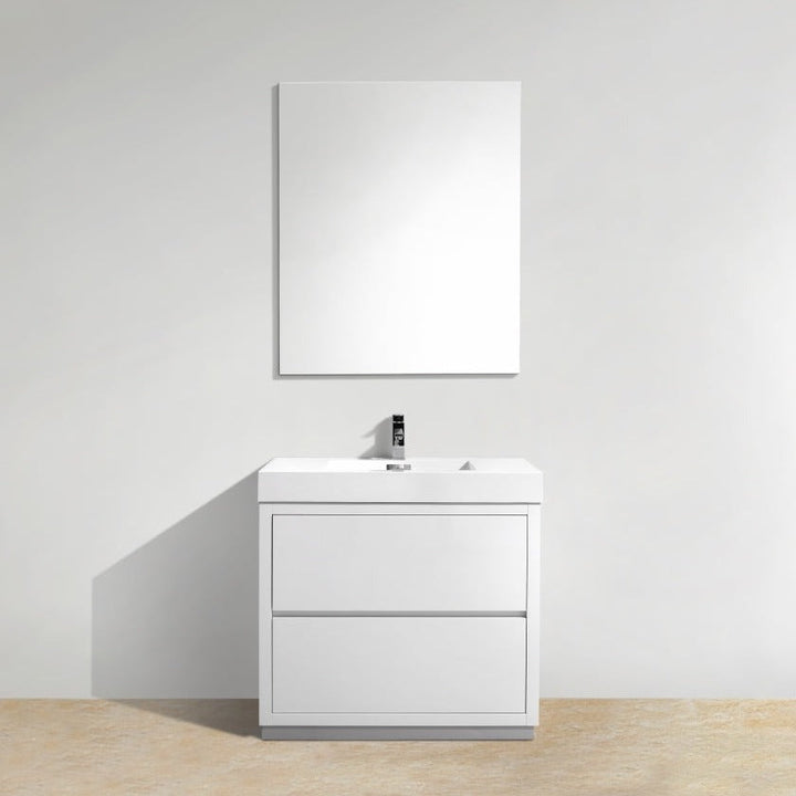 KubeBath Bliss 36" High Gloss White Free Standing Modern Bathroom Vanity FMB36-GW
