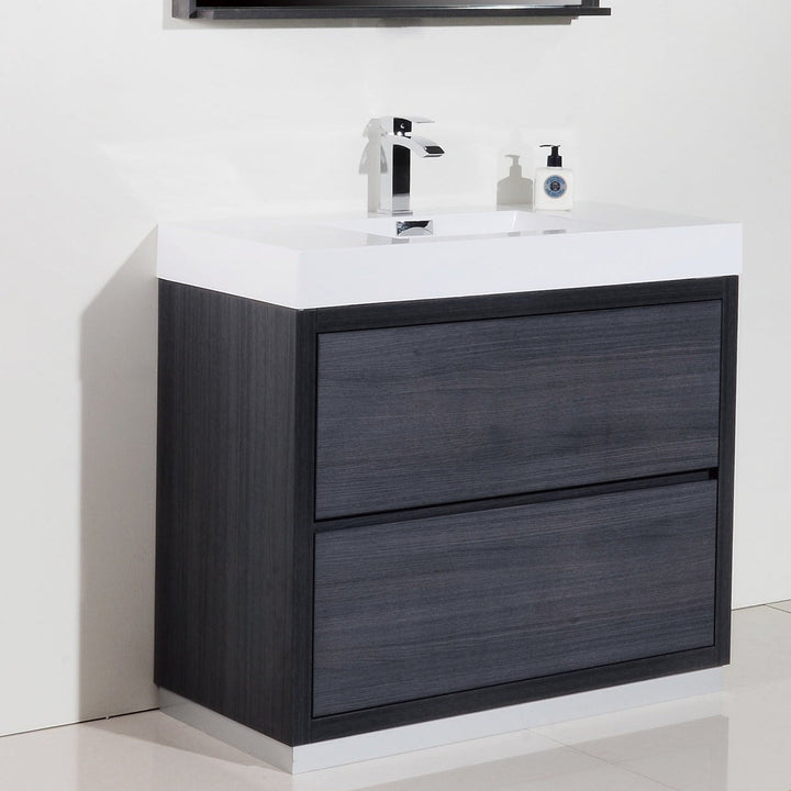 KubeBath Bliss 40" Gray Oak Free Standing Modern Bathroom Vanity FMB40-GO